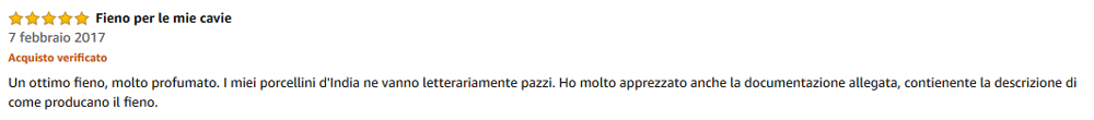 Recensioni dei nostri clienti fienoperconigli.it