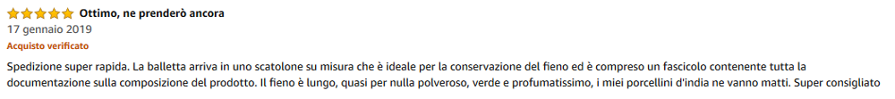 Recensioni dei nostri clienti fienoperconigli.it