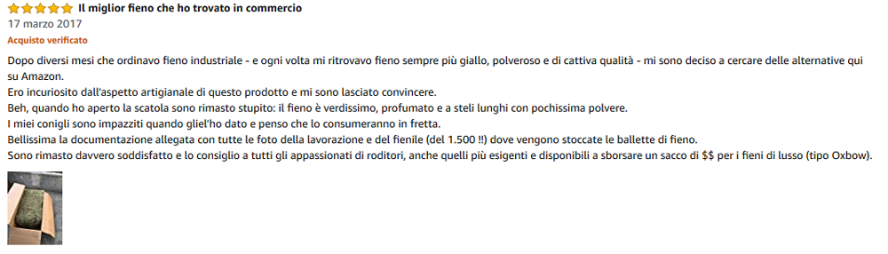 Recensioni dei nostri clienti fienoperconigli.it